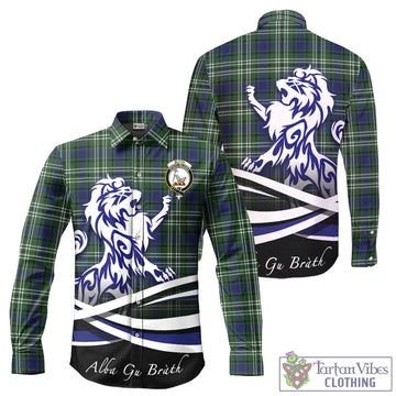 Blyth Tartan Long Sleeve Button Up Shirt with Alba Gu Brath Regal Lion Emblem - Tartan Vibes Clothing