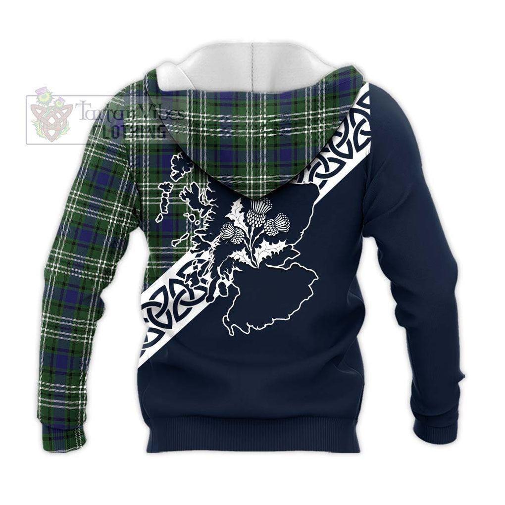 Blyth Tartan Knitted Hoodie Featuring Thistle and Scotland Map - Tartan Vibes Clothing
