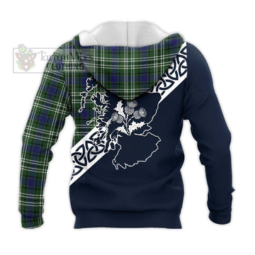 Blyth Tartan Knitted Hoodie Featuring Thistle and Scotland Map - Tartan Vibes Clothing