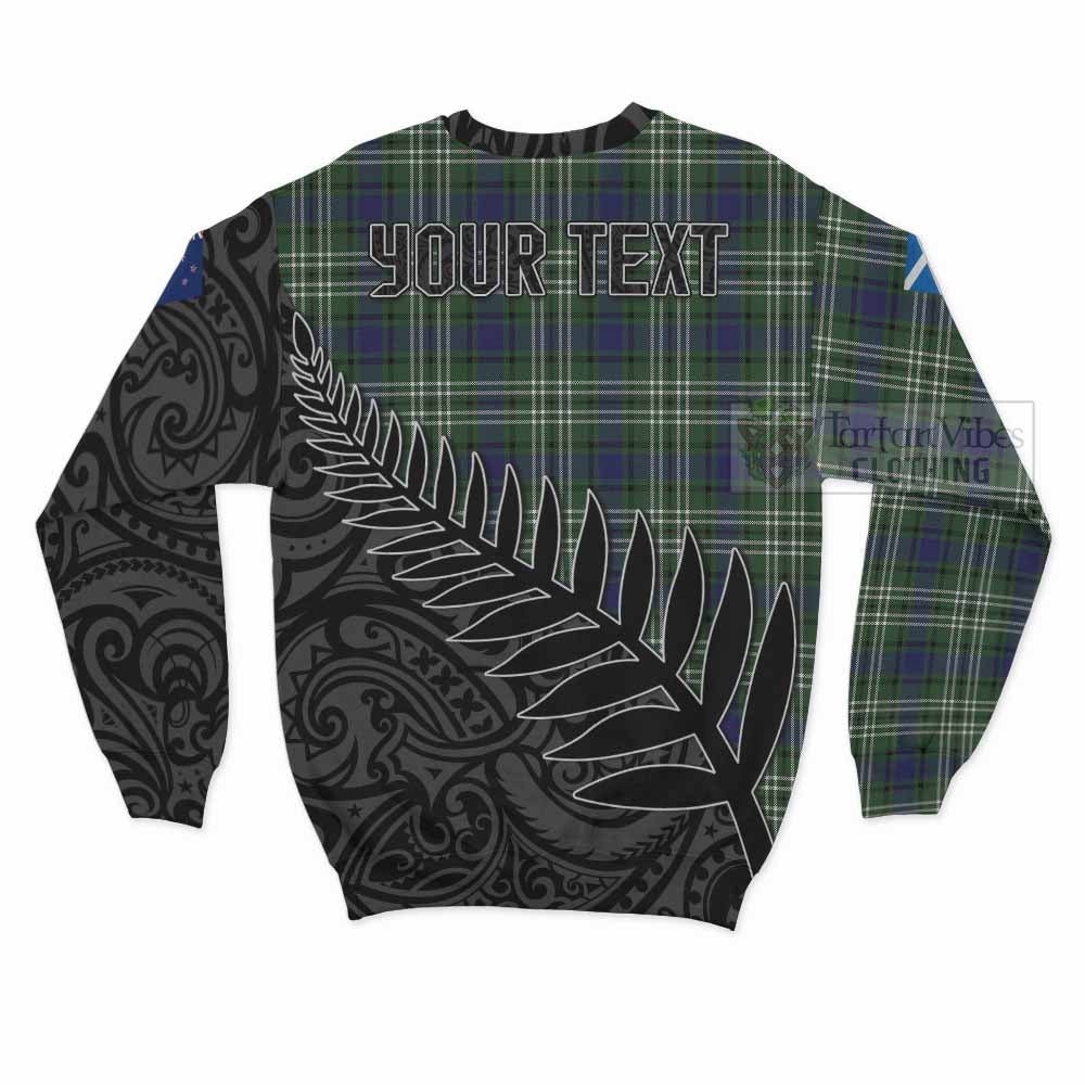Tartan Vibes Clothing Blyth Crest Tartan Sweatshirt with New Zealand Silver Fern Half Style
