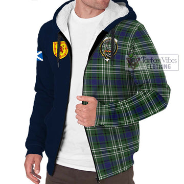 Blyth Tartan Sherpa Hoodie Alba with Scottish Lion Royal Arm Half Style - Tartan Vibes Clothing