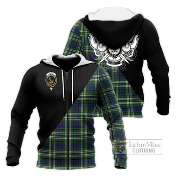 Blyth Tartan Knitted Hoodie with Family Crest and Military Logo Style Unisex Knitted Zip Hoodie - Tartan Vibes Clothing