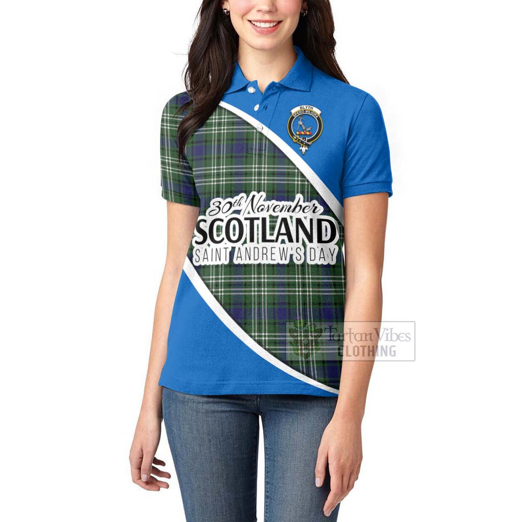 Tartan Vibes Clothing Blyth Family Crest Tartan Women's Polo Shirt Celebrate Saint Andrew's Day in Style