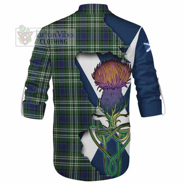 Tartan Vibes Clothing Blyth Tartan Family Crest Ghillie Kilt Shirt Scottish Thistle Celtic Inspired
