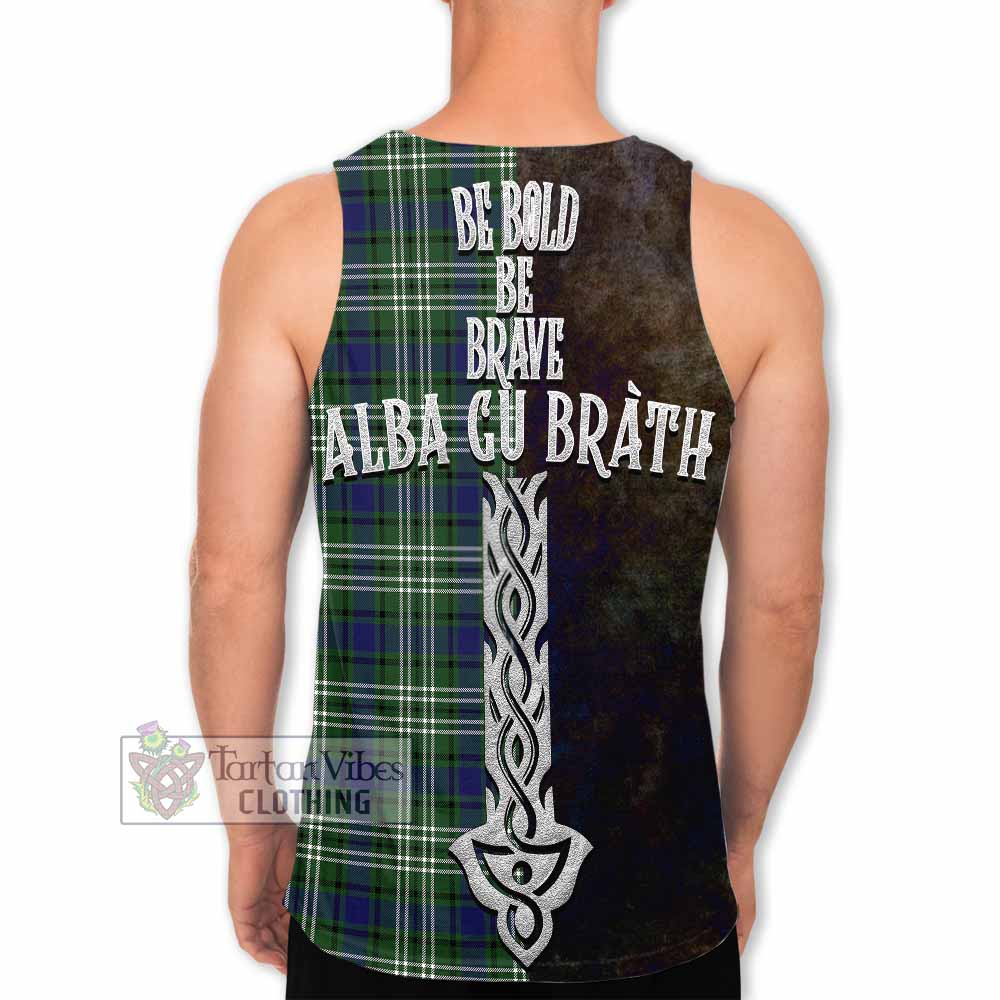 Tartan Vibes Clothing Blyth Tartan Family Crest Men's Tank Top Alba Gu Brath Be Brave Lion Ancient Style