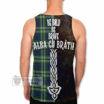 Tartan Vibes Clothing Blyth Tartan Family Crest Men's Tank Top Alba Gu Brath Be Brave Lion Ancient Style