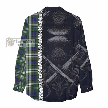 Blyth Tartan Women's Casual Shirt with Family Crest Cross Sword Thistle Celtic Vibes - Tartan Vibes Clothing