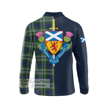Blyth Tartan Long Sleeve Polo Shirt Alba with Scottish Lion Royal Arm Half Style - Tartan Vibes Clothing