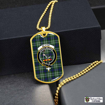Tartan Vibes Clothing Blyth Tartan Dog Tag Necklace with Family Crest