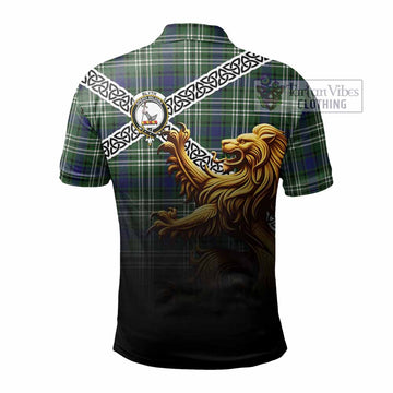 Blyth Crest Tartan Polo Shirt with Golden Lion Emblem Celtic Style - Tartan Vibes Clothing
