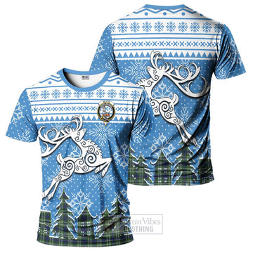 Blyth Clan Christmas T-Shirt Celtic Reindeer Style - Tartan Vibes Clothing
