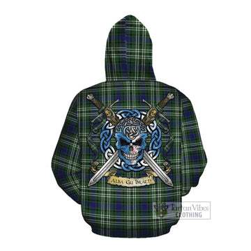 Blyth Tartan Cotton Hoodie with Family Crest Celtic Skull Style Pullover Hoodie - Tartan Vibes Clothing
