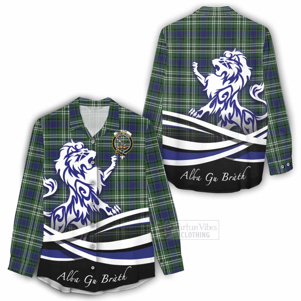 Blyth Tartan Women's Casual Shirt with Alba Gu Brath Regal Lion Emblem - Tartan Vibes Clothing