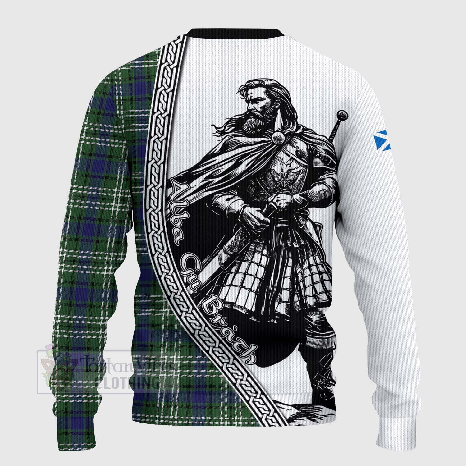 Blyth Tartan Clan Crest Knitted Sweater with Highlander Warrior Celtic Style - Tartan Vibes Clothing