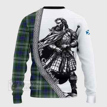 Blyth Tartan Clan Crest Knitted Sweater with Highlander Warrior Celtic Style - Tartan Vibes Clothing