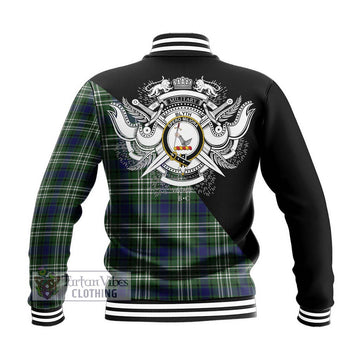 Blyth Tartan Baseball Jacket with Family Crest and Military Logo Style - Tartan Vibes Clothing