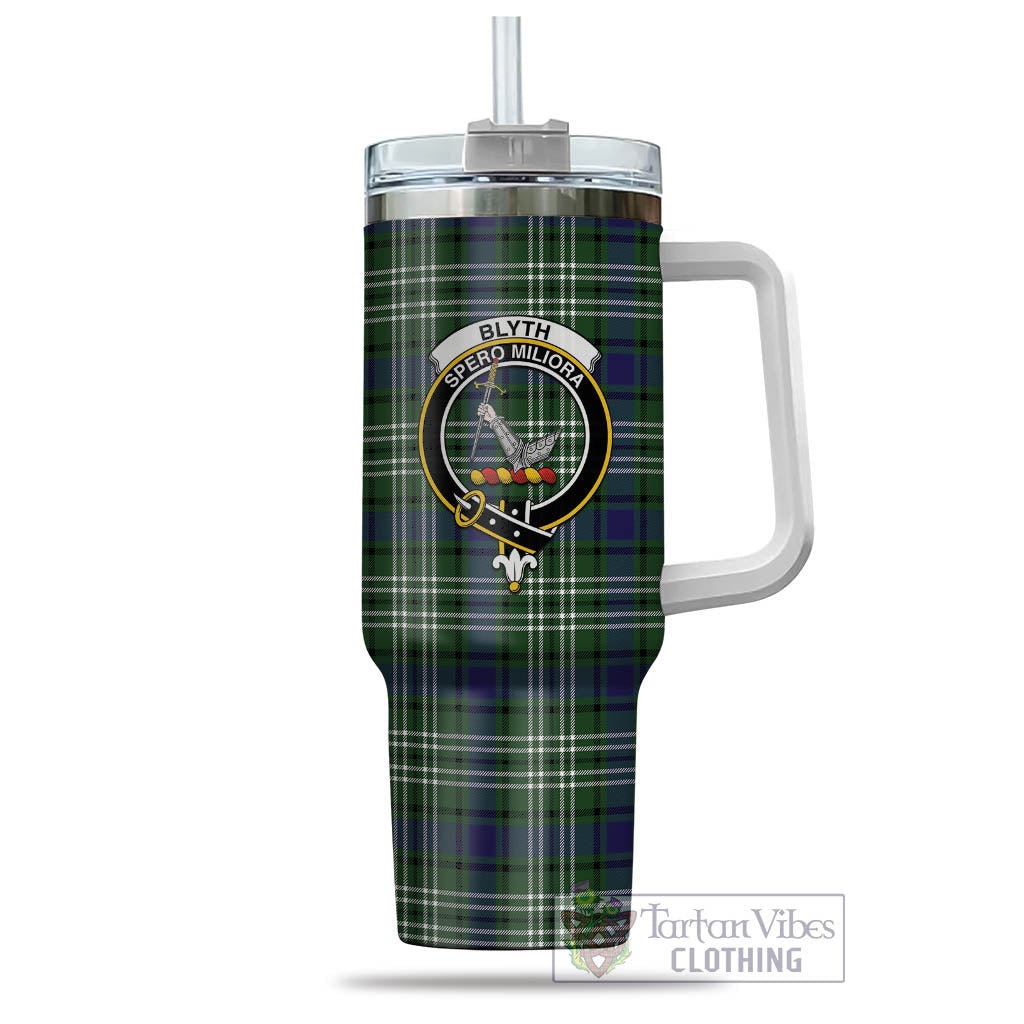 Tartan Vibes Clothing Blyth Tartan and Family Crest Tumbler with Handle
