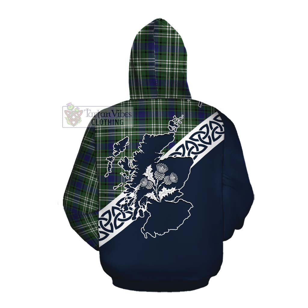 Blyth Tartan Cotton Hoodie Featuring Thistle and Scotland Map Pullover Hoodie - Tartan Vibes Clothing
