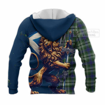 Blyth Tartan Family Crest Knitted Hoodie with Scottish Majestic Lion - Tartan Vibes Clothing