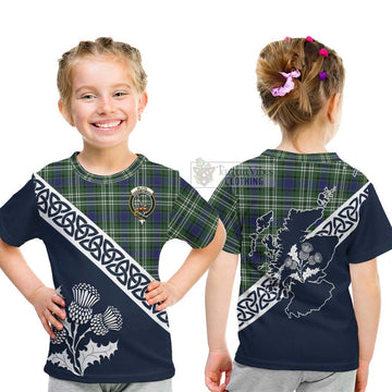 Blyth Tartan Kid T-Shirt Featuring Thistle and Scotland Map - Tartan Vibes Clothing