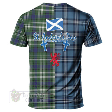 Blyth Tartan T-Shirt Happy St. Andrew's Day Half Tartan Style - Tartan Vibes Clothing