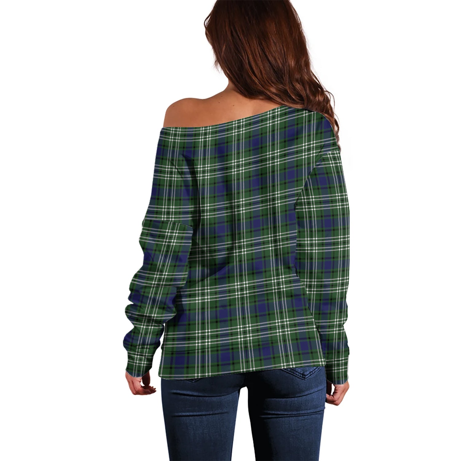 Blyth Tartan Off Shoulder Women Sweater with Family Crest - Tartan Vibes Clothing