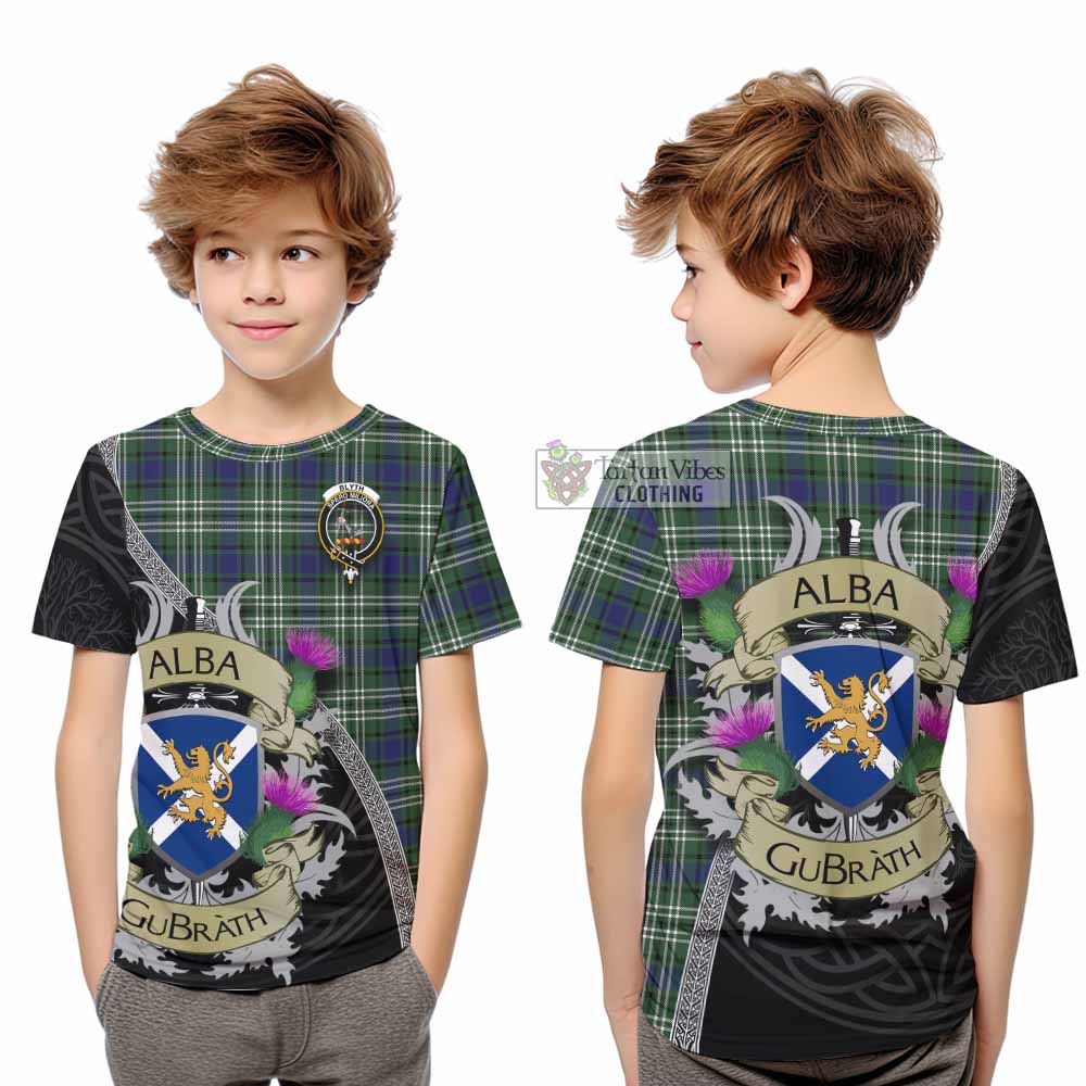 Tartan Vibes Clothing Blyth Tartan Family Crest Kid T-Shirt Lion Rampant Royal Thistle Shield Celtic Inspired