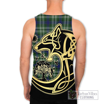 Blyth Tartan Men's Tank Top with Family Crest Celtic Wolf Style - Tartan Vibes Clothing