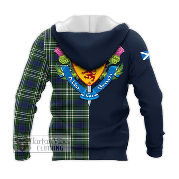 Blyth Tartan Knitted Hoodie Alba with Scottish Lion Royal Arm Half Style - Tartan Vibes Clothing