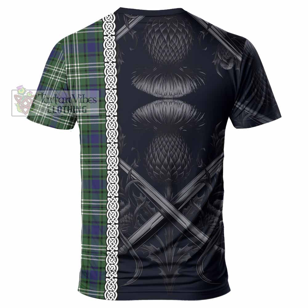 Blyth Tartan T-Shirt with Family Crest Cross Sword Thistle Celtic Vibes - Tartan Vibes Clothing