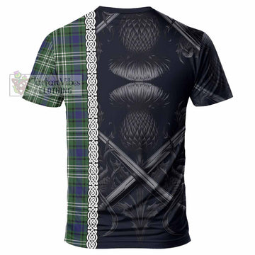 Blyth Tartan T-Shirt with Family Crest Cross Sword Thistle Celtic Vibes - Tartan Vibes Clothing