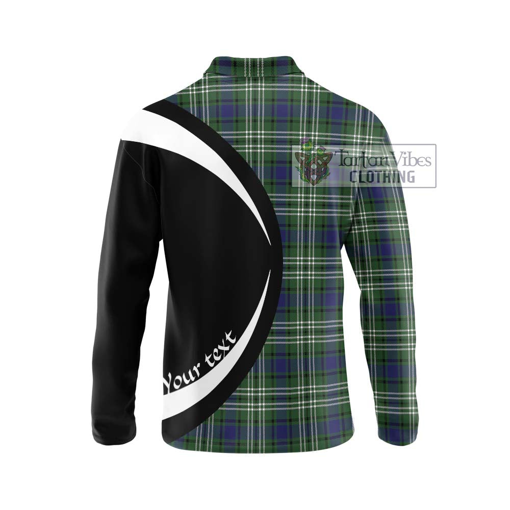 Blyth Tartan Long Sleeve Polo Shirt with Family Crest Circle Style - Tartan Vibes Clothing