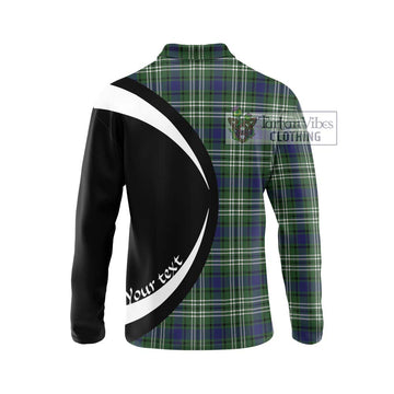 Blyth Tartan Long Sleeve Polo Shirt with Family Crest Circle Style - Tartan Vibes Clothing