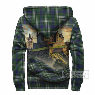 Blyth Tartan Family Crest Sherpa Hoodie with Scottish Ancient Castle Style - Tartan Vibes Clothing