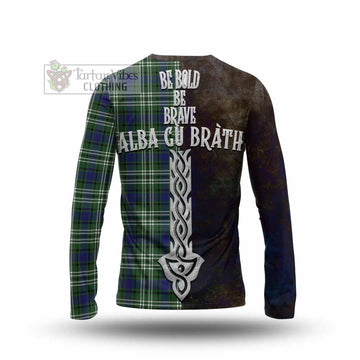 Tartan Vibes Clothing Blyth Tartan Family Crest Long Sleeve T-Shirt Alba Gu Brath Be Brave Lion Ancient Style