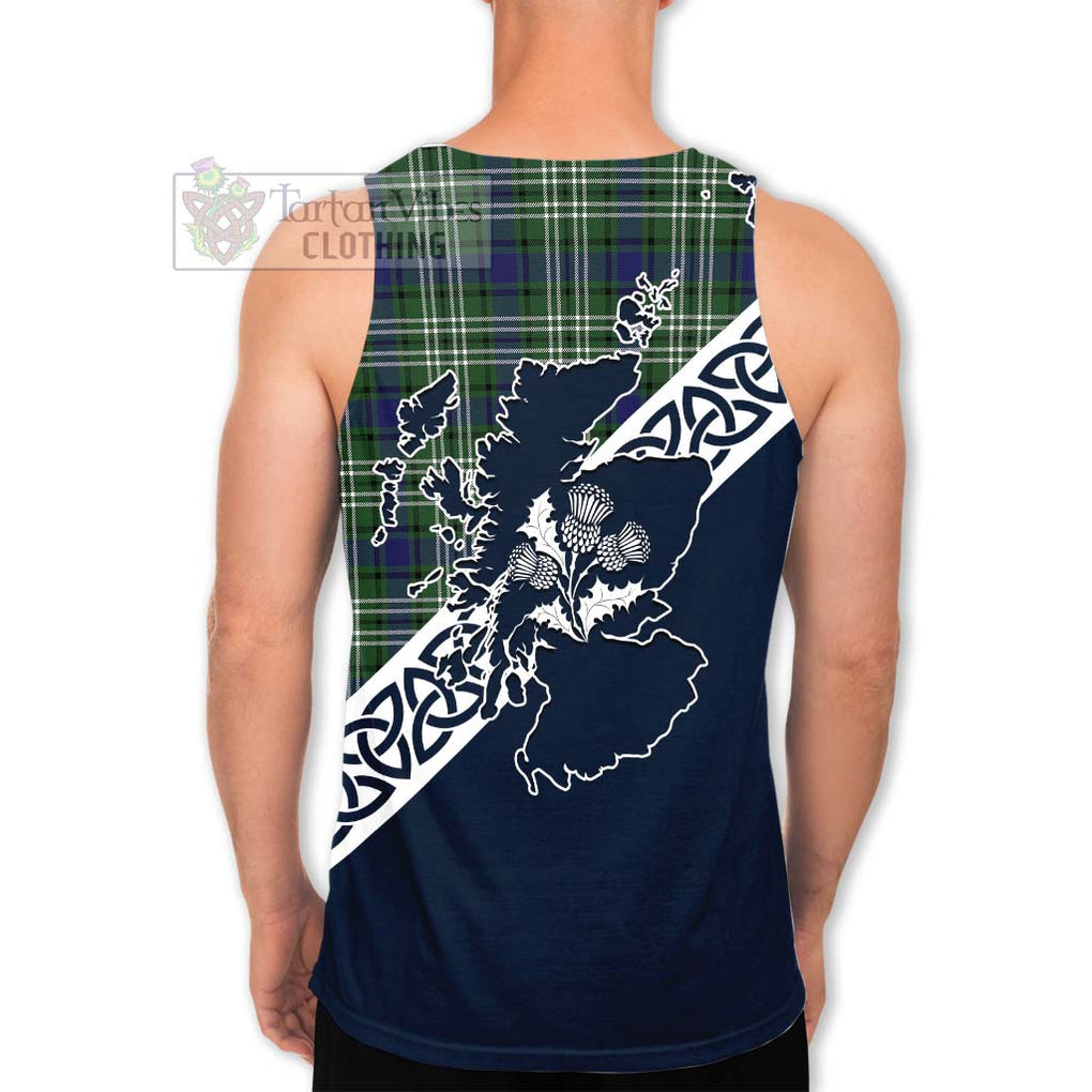 Blyth Tartan Men's Tank Top Featuring Thistle and Scotland Map - Tartan Vibes Clothing