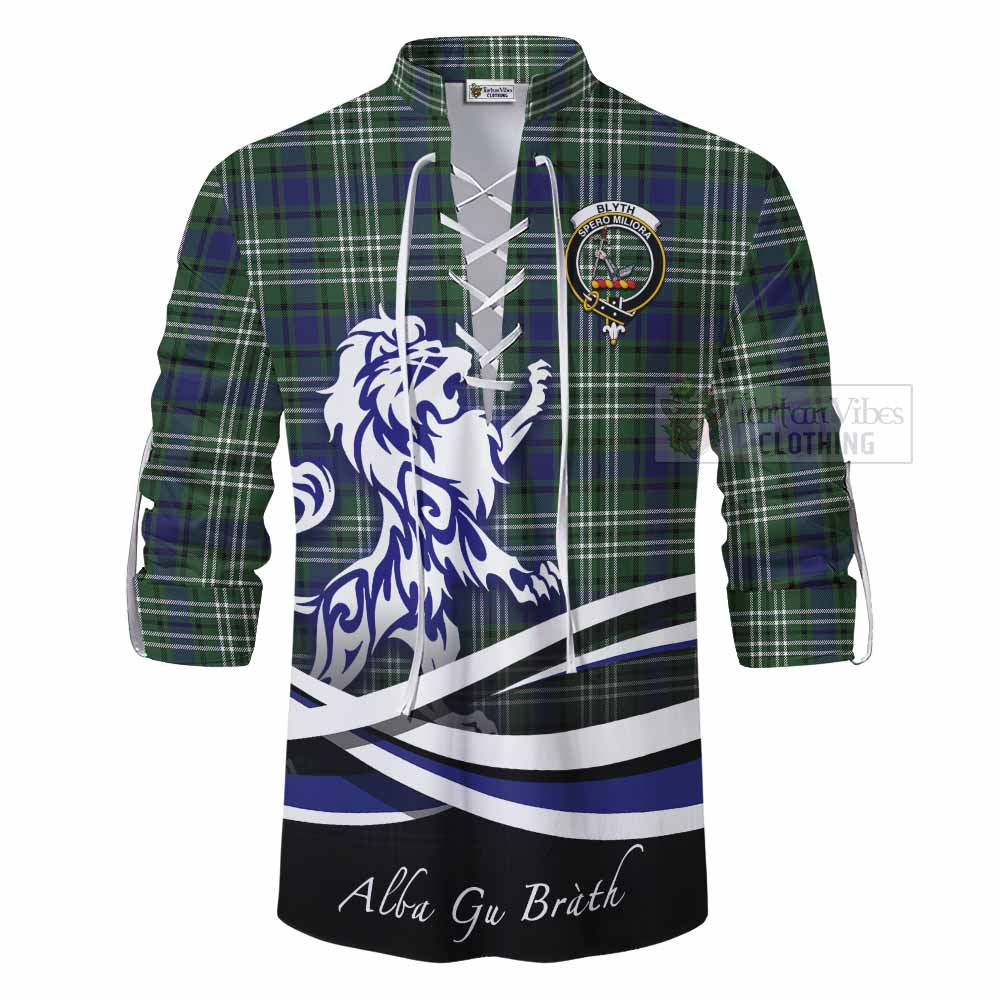 Blyth Tartan Ghillie Kilt Shirt with Alba Gu Brath Regal Lion Emblem - Tartan Vibes Clothing
