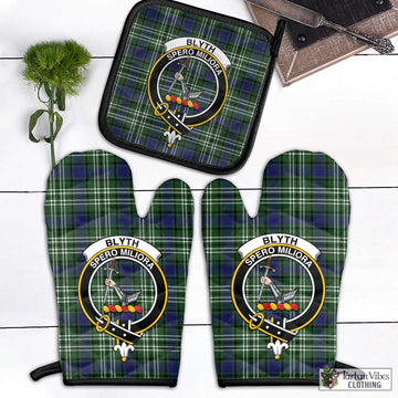 Blyth Tartan Combo Oven Mitt & Pot-Holder with Family Crest Combo 1 Oven Mitt & 1 Pot-Holder Black - Tartan Vibes Clothing