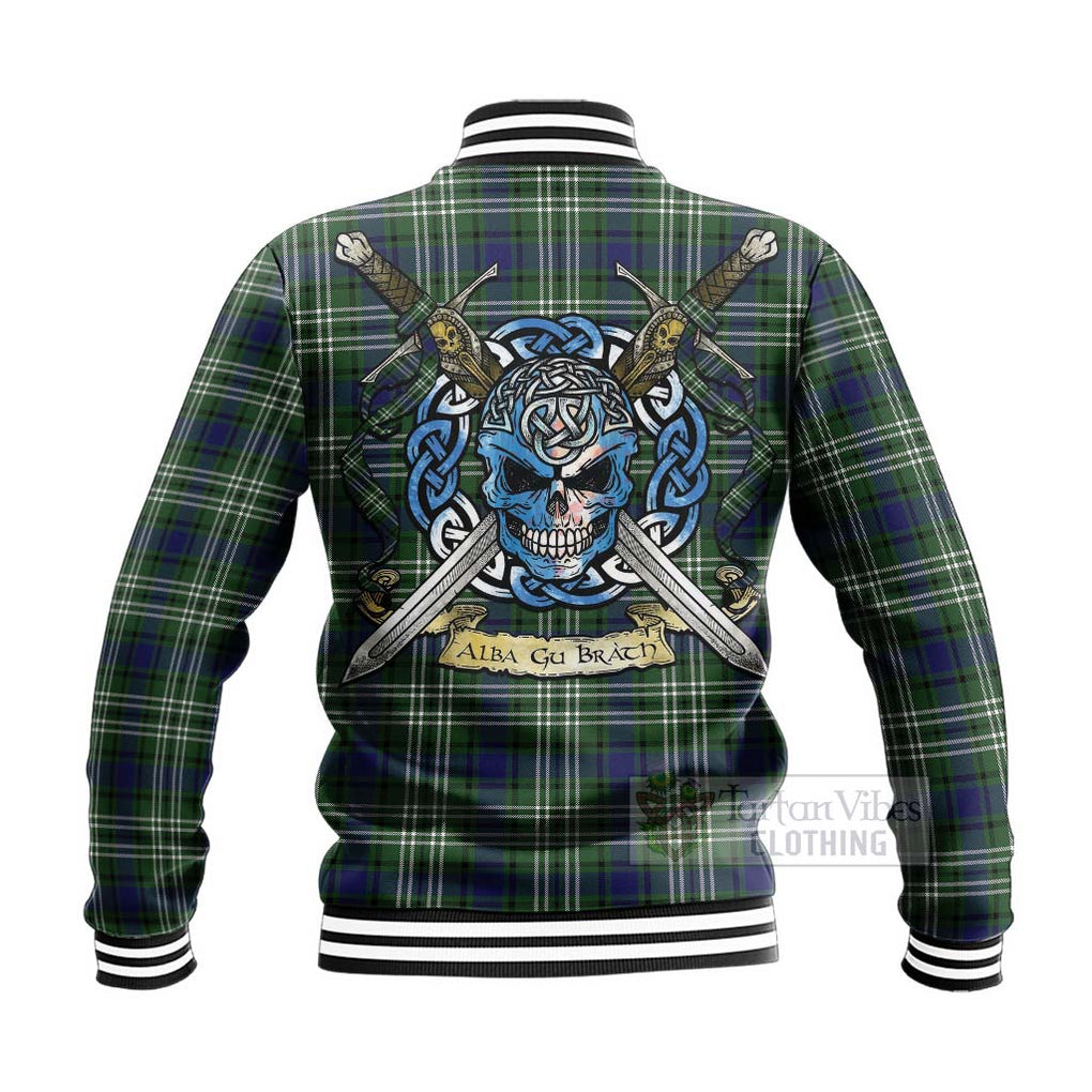 Blyth Tartan Baseball Jacket with Family Crest Celtic Skull Style - Tartan Vibes Clothing
