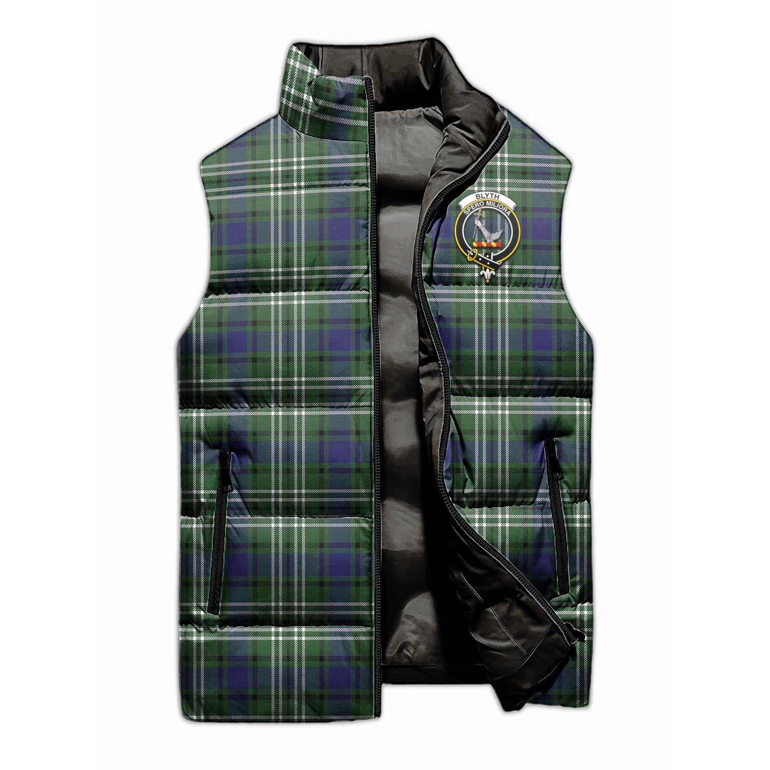 Blyth Tartan Sleeveless Puffer Jacket with Family Crest - Tartan Vibes Clothing