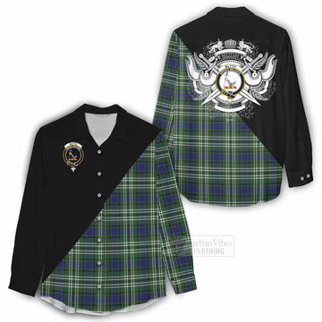 Blyth Tartan Women's Casual Shirt with Family Crest and Military Logo Style - Tartan Vibes Clothing