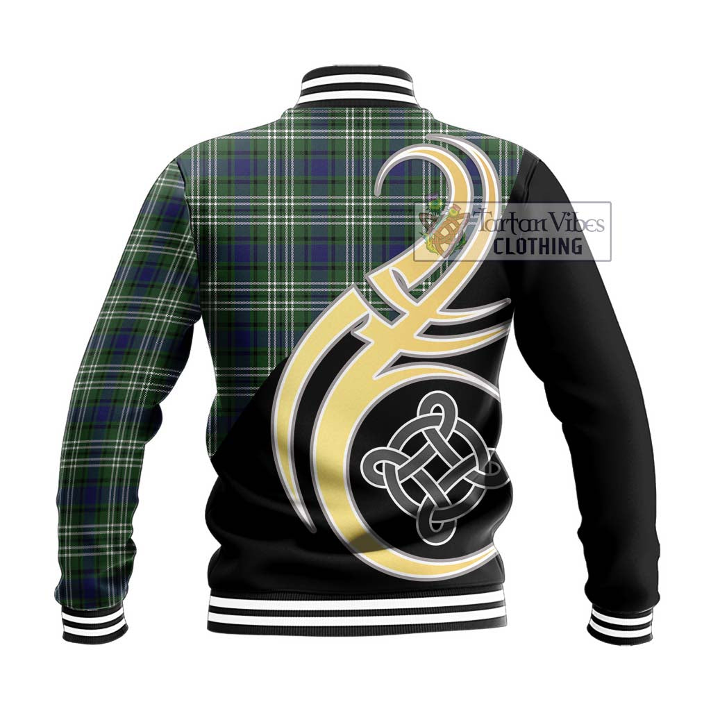 Blyth Tartan Baseball Jacket with Family Crest and Celtic Symbol Style - Tartan Vibes Clothing