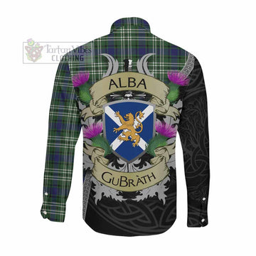 Blyth Tartan Family Crest Long Sleeve Button Shirt Lion Rampant Royal Thistle Shield Celtic Inspired Men's Shirt - Tartan Vibes Clothing