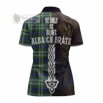 Tartan Vibes Clothing Blyth Tartan Family Crest Women's Polo Shirt Alba Gu Brath Be Brave Lion Ancient Style