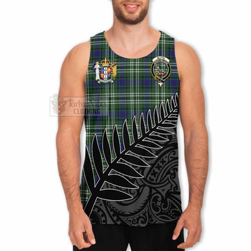 Tartan Vibes Clothing Blyth Crest Tartan Men's Tank Top with New Zealand Silver Fern Half Style