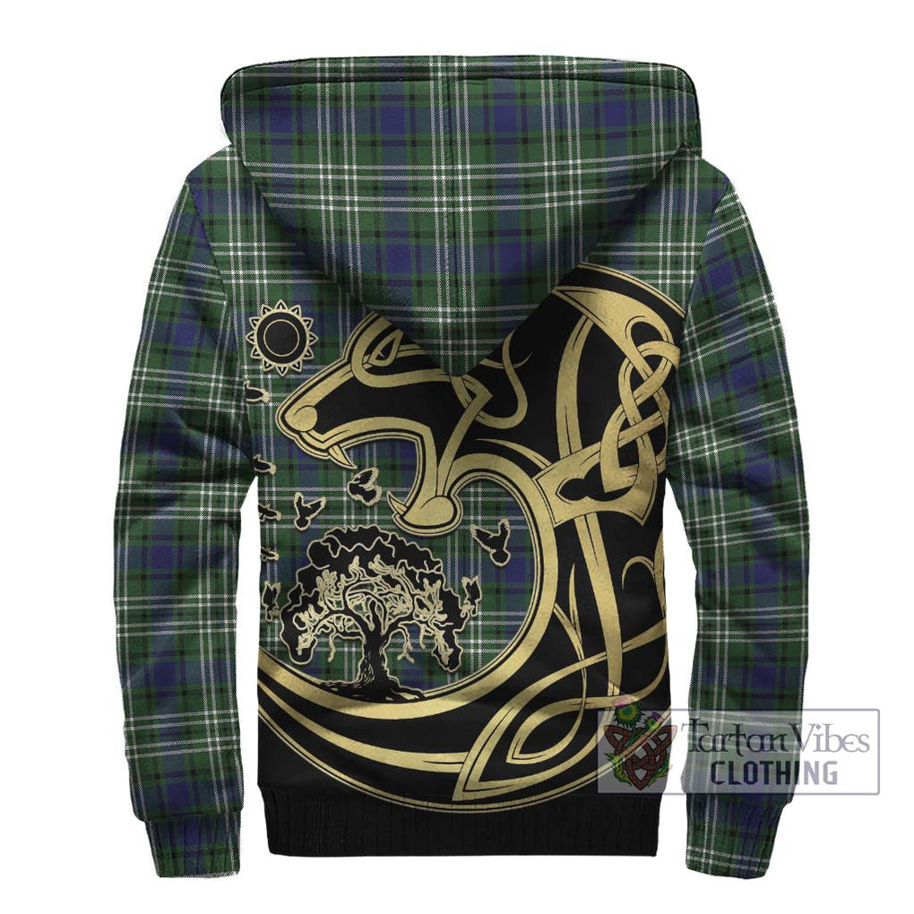 Blyth Tartan Sherpa Hoodie with Family Crest Celtic Wolf Style - Tartan Vibes Clothing
