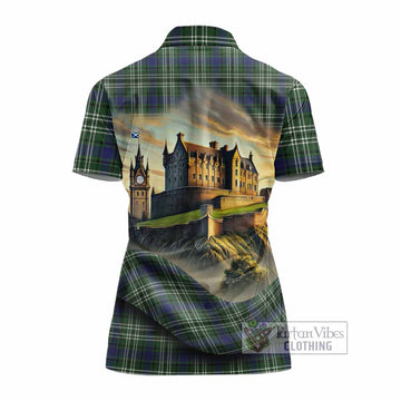 Tartan Vibes Clothing Blyth Tartan Family Crest Women's Polo Shirt with Scottish Ancient Castle Stype