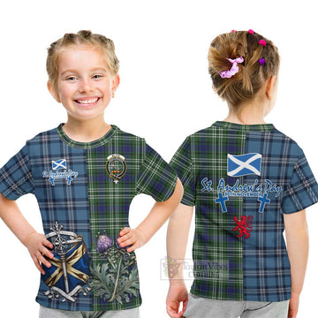 Blyth Tartan Kid T-Shirt Happy St. Andrew's Day Half Tartan Style - Tartan Vibes Clothing