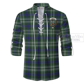 Blyth Tartan Ghillie Kilt Shirt with Family Crest Celtic Skull Style - Tartan Vibes Clothing