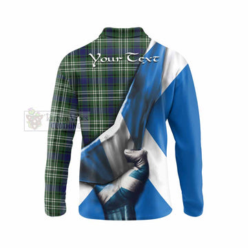 Blyth Tartan Long Sleeve Polo Shirt with Family Crest Scotland Patriotic Style - Tartan Vibes Clothing